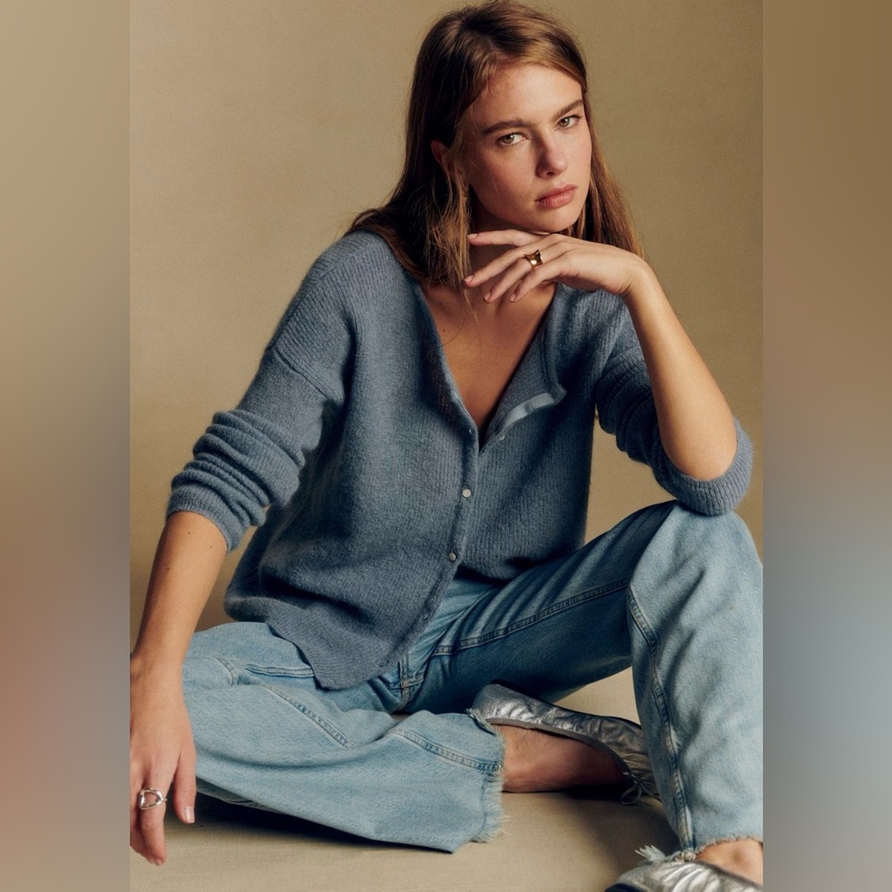 Sezane Gaspard Cardigan Vintage Blue - Size M